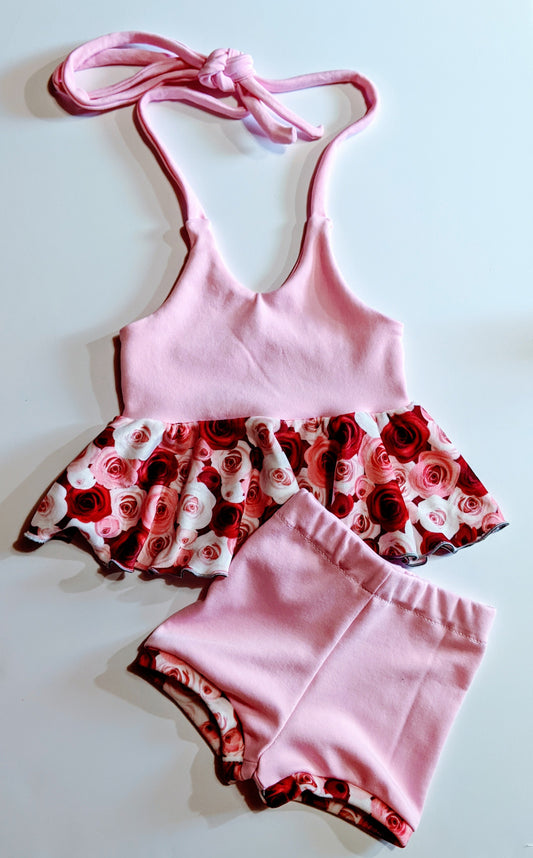 Halter peplum & shorties SET